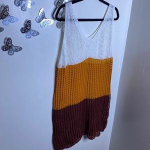 Plus V-neck Crochet Dress